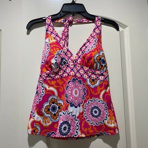 Sonoma Pink/Orange Floral Halter Tie-Back Tankini
